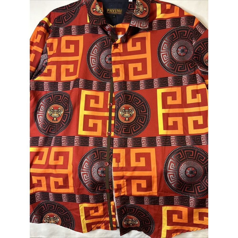 Pavini Colorful Print Long Sleeve Shirt NWOT Large